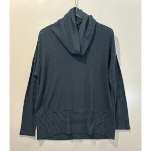 Anthropologie Alemi + Kim Teal Waffle Knit Cowl Neck Tunic Top Small (642)